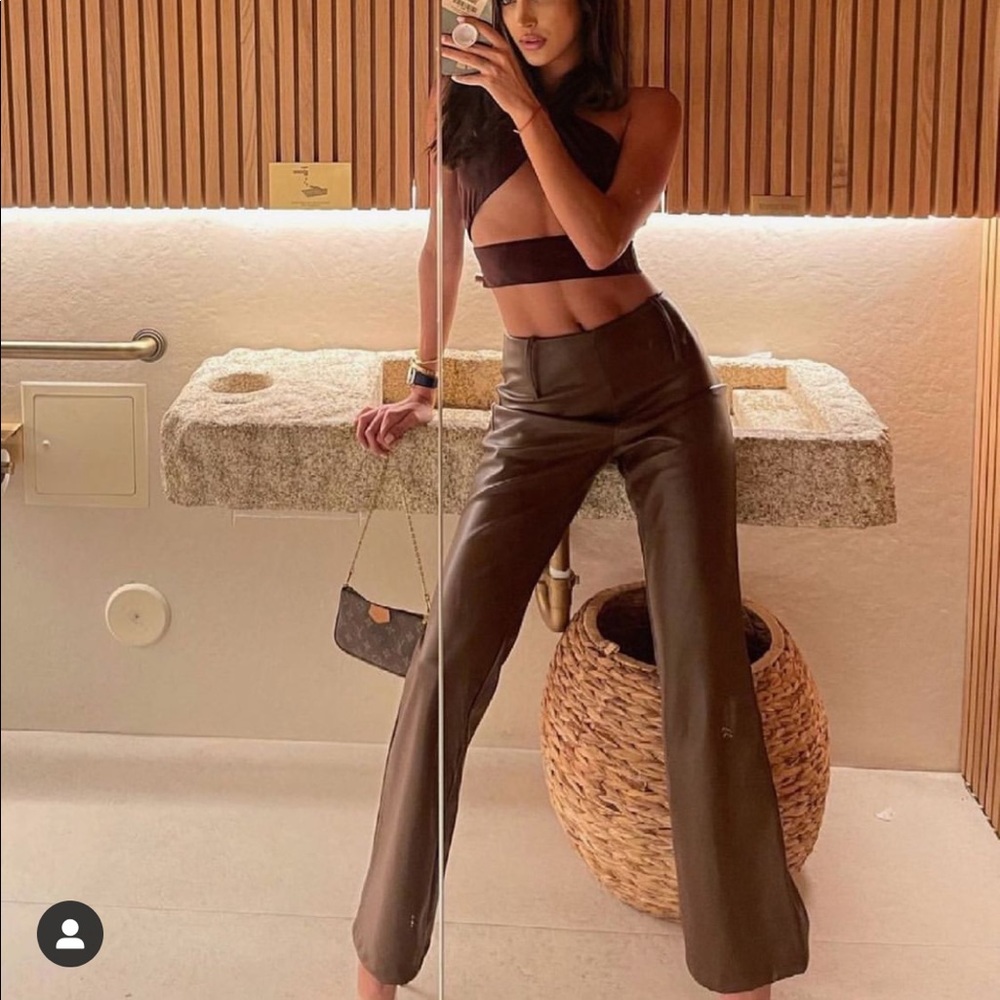 Tiger Mist PU Teddie Pant Chocolate/Brown Leather (Size Small)
